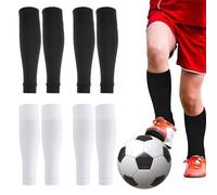 4 Pairs Of Football Sock Sleeves, Sockless Football Socks, Sleeves Soccer Shin, Football Socks To Mid-Calf, Suitable For Football, Basketball And Other Sports (White + Black)