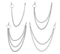 4 Pairs of Jeans Chains, Hip-hop Punk Style Fashion Metal Pants Chain Waist Chain, Fashion Multi-Layer Jeans Chain, Suitable for Jeans, Waist Decoration, Bag Decoration, etc.