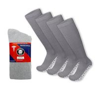 4 Pairs of Non-Skid Over-The-Calf Diabetic Cotton Stoking with Non Binding Top, Grey - 4 Pairs, 10-13