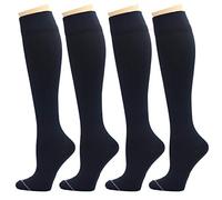 4 Pairs Pack Women's Dr. Motion Graduated Compression Knee High Socks (Solid All Navy)