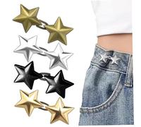 4 Pairs Pant Waist Tightener Cute Star Shaped Reusable No Sew Jean Buttons for Loose Jeans Multi-Functional 1.6x0.8in Alloy Skirt Jean Button Pins