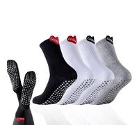 4 Pairs Pilates Socks, Grip Yoga Socks, Black, White and Gray, Silicone Dots Heart-Shaped Edge Designs, Universal Size, Mid-calf Socks, Unisex for Home Yoga Gym Ballet Sports