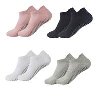 4 Pairs Pilates Socks, Women's Pilates Grip Socks, Non-slip Ankle Socks Design Yoga Socks, Suitable for Ballet, Fitness and Other Scenes, Fit and Comfortable