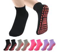 4 Pairs Pilates Socks, Yoga Socks for Women & Men with Grips, Falls Prevention Cotton Non Slip Socks, Pilates Grip Socks for Fitness,Barre,Dance,Ballet,Trampoline,Home,Hospital (Size 3-9)