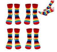4 Pairs Rainbow Socks Pride Socks Striped Socks for Women Rainbow Gifts | Stripey Socks, Comfortable, Elastic, Breathable, Y Heel Design for Party, Sports Running Rainbow Striped Socks for Women Men