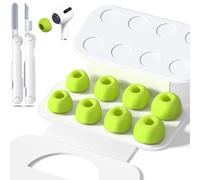 4 Pairs Replacement Ear Tips for AirPods Pro 1/2 with Hole for Noise Reduction, Silicone Earplugs for AirPods Pro with Cleaning Set & Portable Storage Box, (XS/S/M/L) Fluorescent Green