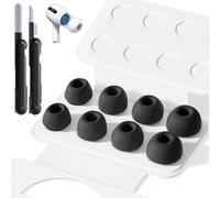 4 Pairs Replacement Ear Tips for AirPods Pro 2nd/1st Generation with Portable Storage Box & Cleaner Pen,Noise Reduction Holewith & Built-in dust Guard Screen,Silicone Ear Tips for AirPods Pro (Black)
