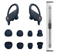 4 Pairs Replacement Eartips for Powerbeats Pro Earbuds with Cleaning Pen, Replacement Silicone Ear Tips Set - Small, Medium, Large and Double Flange, Anti-Slip Replacement Accessories (Navy Blue)