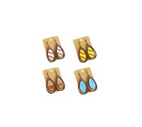 4 Pairs Retro Sports Ball Dangle Earrings Wooden Teardrop Hollowing Baseball Print Tennis Wood Earrings for Women Jewelry Gift, Acrylic, No Gemstone