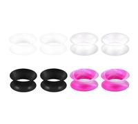 4 Pairs Silicone Ear Plugs Tunnels, Silicone Flexible Thin Flesh Ear Tunnel Double Flared Ear Plugs Expander Gauges 6/8/10/12/14/16/18/20mm Ear Stretcher Piercing Jewellery Unisex (Mix Color 1, 6mm)