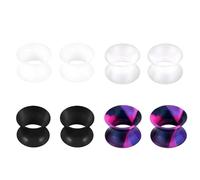 4 Pairs Silicone Ear Plugs Tunnels, Silicone Flexible Thin Flesh Ear Tunnel Double Flared Ear Plugs Expander Gauges 6/8/10/12/14/16/18/20mm Ear Stretcher Piercing Jewellery Unisex (Mix Color 2, 16mm)