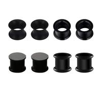 4 Pairs Silicone Flesh Tunnels, Silicone Ear Plugs Tunnels Flexible Flesh Ear Tunnel Double Flared Ear Plug Expander Ear Gauge 3/4/5/6/8/10/12/14/16/18/20mm Ear Stretcher Piercing Unisex (Black, 12mm)