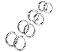 4 Pairs Silver Hoop Earrings For Women Men 8/10/12/14mm Plain Simple Small Hoop Earring Stainless Steel Huggie Earring Mini Cartilage Earrings For Multiple Piercings