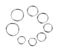 4 Pairs Silvery Tone Endless Round Hoop Sleeper Earrings 8 10 12 14mm