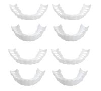 4 Pairs Snap On Veneers Teeth, Clip in Veneers Teeth, Temporary Teeth Set, Top and Bottom, Comfortable Dentures Suitable for Both Men and Women, Regain Confidence and Smile