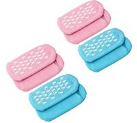 4 Pairs Soft Moisturizing Socks，Gel Lining Infused with Essential Oils and Vitamins for Overnight Hydration, Cracked Heel Treatment, Spa Therapy (Blue Pink)