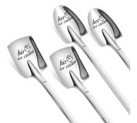 4 Pairs Stainless Steel Ice Cream Shovel, Silver Ice Cream Shovel Spoons, Dessert Spoons, Ice Cream Spoon, Spoons for Cakes, Coffee, Yogurt, Fruits