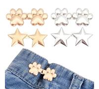 4 Pairs Star and Cat's Claw Shape Jean Waist Tightener,No Sewing Pants Clips Buttons,Adjustable Jean Button Pins,Pant Waist Tightener Clips for Trousers for Loose Jeans Skirts Sweaters