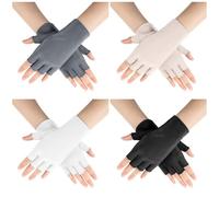 4 Pairs Sunblock Fingerless Gloves Sun UV Protection Gloves for Women Half Finger Driving Glove Non Slip for Cycling Biking Outdoor Summer Black White Gray Skin Color