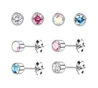 4 Pairs Titanium Earrings Studs Hypoallergenic Earrings Ear Studs for Women Sterile Earring for Piercing Titanium for Sensitive Ears Men Women Cartilage Piercing 3/4/5MM