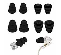 4 Pairs Triple Flange Compatible with Shure SE215 Pro Ear Tips, Noise Reduce Silicone with 2mm Connector Hole Eartips Earbuds Compatible with Etymotic Research/Klipsch/Westone - Black