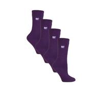 4 Pairs Ultra Lite Extra Thin 1.0 TOG Casual Thermal Socks Heat Holders Purple 4-8