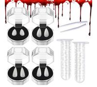 4 Pairs Vampire Teeth, 4 Sizes Halloween Vampire Fangs with 10g Teeth Pellets Adhesive, Fake Vampire Teeth Adult for Cosplay Party Props Halloween Party (13mm 15mm 17mm 19mm)