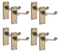 4 Pairs Victorian Scroll Latch Internal Handle Antqiue Brass Finish 120 X 40mm - Golden Grace