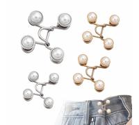 4 Pairs Waist Tightener Clips Pearl Waist Cincher Clip, Removable trouser waist tightener No Sew Fit for Loose Jeans Trousers Dresses Easy Waistband Tightener