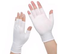 4 Pairs White Fingerless Cotton Gloves for Dry Hands Overnight Moisturizing, Breathable Thin Gloves for Eczema Touchscreen-Friendly for Sleeping Skincare Overnight Spa Treatment Moisturizing
