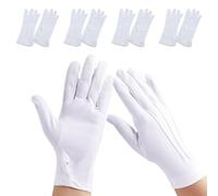 4 Pairs White Gloves,Stitched Snap Closure,Soft Moisturizing and Reusable for Jewelry Inspection,Formal Tuxedo,Parade Guard Police,Wedding,Fancy Dress