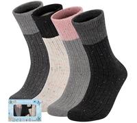 4 Pairs Women Merino Wool Socks Novelty Sock Soft Fur & Yarn Dot Design Thermal Cozy Casual Socks for Women Cute Wool Sock Girls Gift