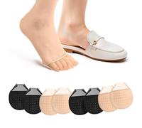 4 Pairs Women Toe Toppers Socks No Show Liner Half Socks for Women Seamless Grip Non Slip Hidden Toe Covers Invisible Non-Skid Bottom for Mule Heels Ball of Foot Cushion Socks Women's Cover