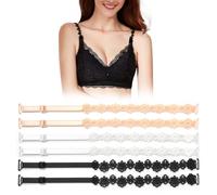 4 Pairs Women's Bra Straps, Floral Lace Bra Strap, Dress Straps Elastic Adjustable, Non-Slip Underwear Bra Shoulder Straps, Suitable for Women, Girls (Black + White + Nude)