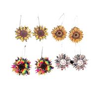 4 Pairs Wooden Sunflower Dangle Earrings Set, Leopard Print and Iridescent Floral Women’S Ear Jewelry, Colorful Boho Style Accessories for Daily Wear