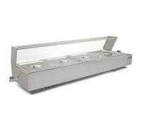Bain Marie Buffet Food Warmer Electric Commercial Catering Wet Well 4 Pan Warming Removable Trays Restaurants Display 1.5kW Silver