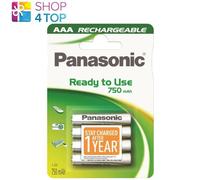 4 PANASONIC RECHARGEABLE AAA READY TO USE BATTERIES 750mAh NiMH 1.2V 4BL NEW