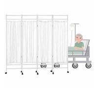 4 Panel Foldable Medical Privacy Screen - Folding Portable Room Seperating Divider, 6 Ft Tall Rolling Medical Privacy Screen On Wheels, for Office/Hospital Temporary Partition Wall Panels(White)