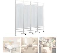 4 Panel Foldable Medical Privacy Screen, Room Divider Screens, Stainless Steel Medical Screen, On Wheels Curtain For Hospital Clinics Emergency Room, Ward, ICU Monitoring Room Divider(White)