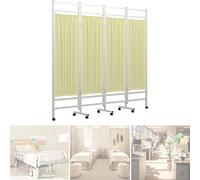 4 Panel Foldable Medical Privacy Screen, Room Divider Screens, Stainless Steel Medical Screen, On Wheels Curtain For Hospital Clinics Emergency Room, Ward, ICU Monitoring Room Divider(Yellow)