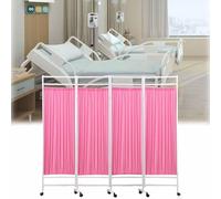 4 Panel Medical Privacy Screen - Room Divider Screens, 6 Ft Tall Folding Privacy Screen Room Dividers, Foldable Room Divider Temporary Fence, For Emergency Room, Beauty Salon(Pink)