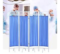 4 Panel Partition Room Divider Temporary Privacy Screen, Indoor Foldable Separators,Metal Detachable Room Divider With Support Feet, For Nursing Home/Ward