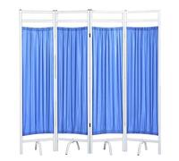 4 Panel Privacy Screen Room Divider Temporary Partition, Indoor Foldable Separators, Metal Detachable Room Divider With Support Feet, For Nursing Home/Ward(Blue)