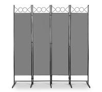 4 Panel Room Divider, 5.74FT Room Dividers Free Standing, Portable Folding Privacy Screen Wall Room Partition Separator for Living Room, Bedroom, Dining Room, Office, Restaurant, Hospital (Grey)