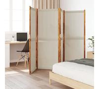 4-Panel Room Divider, Light Grey Solid Acacia Wood, 280x180 cm Freestanding Privacy Screen for Indoor Outdoor Living Space