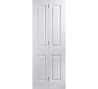 4 Panel Unglazed Contemporary White Internal Folding Bi-Fold Door Set, (H)1950mm (W)674mm