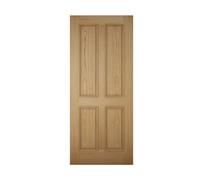 4 Panel Unglazed Wooden White Oak Veneer External Panel Front Door, (H)1981mm (W)838mm