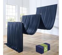 4 Panels 5ftx30ft Navy Blue Ceiling Drapes for Wedding Parties - 30 FT Extra Long Thick Polyester Wrinkle-Free Drapery Tent Decor Decorations for Independence Day Birthday Party Ceremony Stage Swag