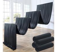 4 Panels 5x30ft Black Ceiling Drapes for Wedding Parties, Wrinkle Free Thick Polyester 30ft Long Canopy Tent Draping Ceiling Curtains Arch Drapery for Birthday Event Venue Decoration