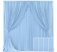 4 Panels Baby Blue Backdrop Curtain for Baby Shower Parties Wrinkle Free Light Blue Curtains Backdrop Drapes Fabric Decoration for Birthday Party Photography 20ft(W) x 10ft(H)